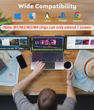 Draagbare Triple Monitor 14 Inch FHD IPS 60Hz met USB-C voor Laptops (14-16.5")