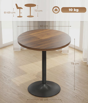 Homcom Ronde Bartafel 60cm met Houten Look - Compact en Stijlvol
