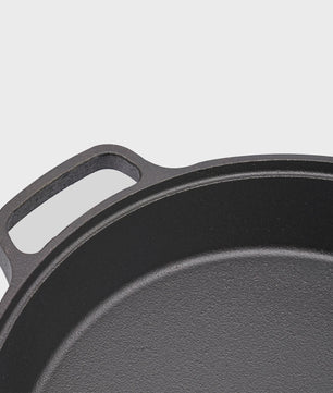 Gietijzeren Koekenpan met 2 Handvatten - 25 cm - Geschikt voor Inductie, Elektrisch & Open Vuur