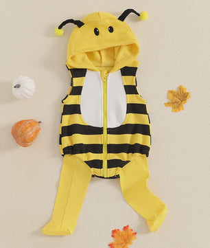 Schattig Baby Bijen Kostuum Romper met Muts en Sokken - Pasgeboren Outfit