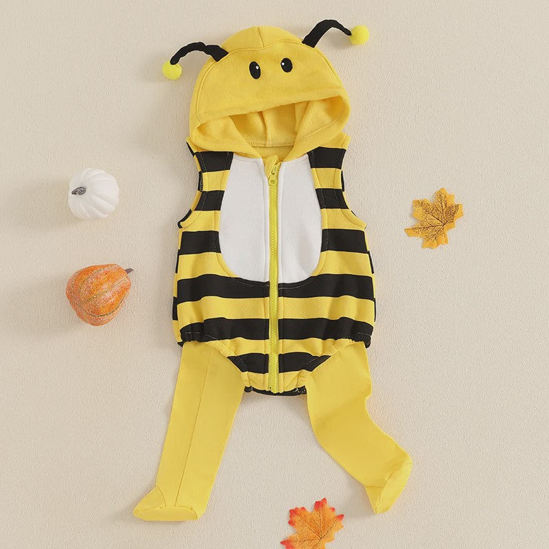 Schattig Baby Bijen Kostuum Romper met Muts en Sokken - Pasgeboren Outfit