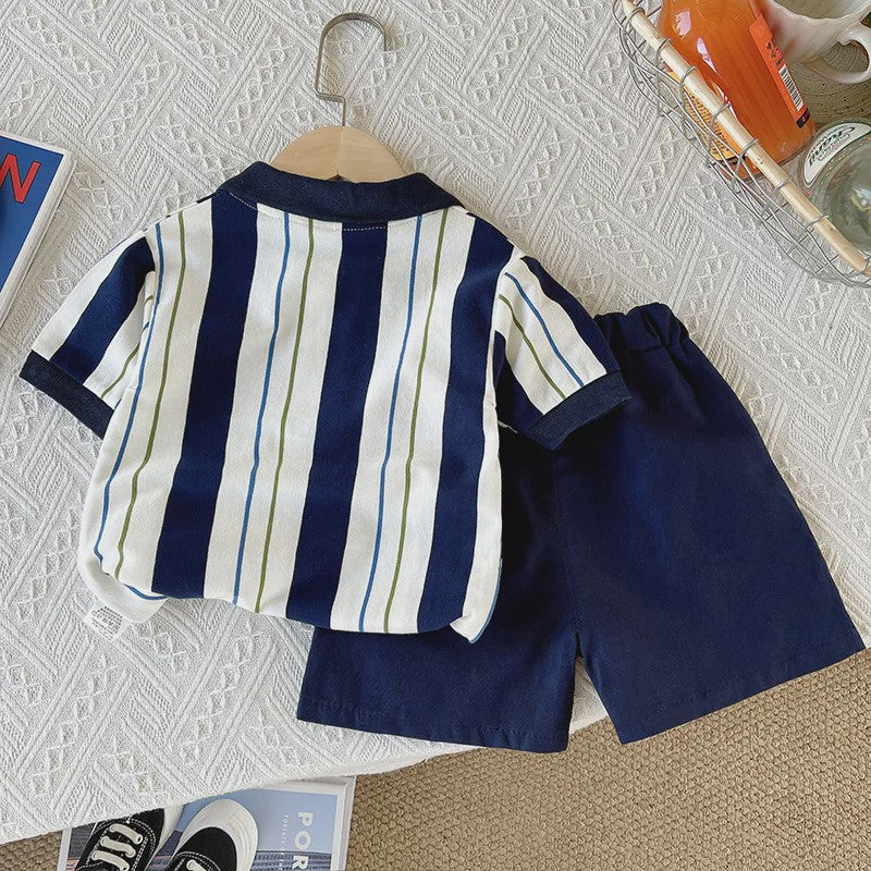 Zomerse Jongens Set: Gestreept Poloshirt & Short - Katoen