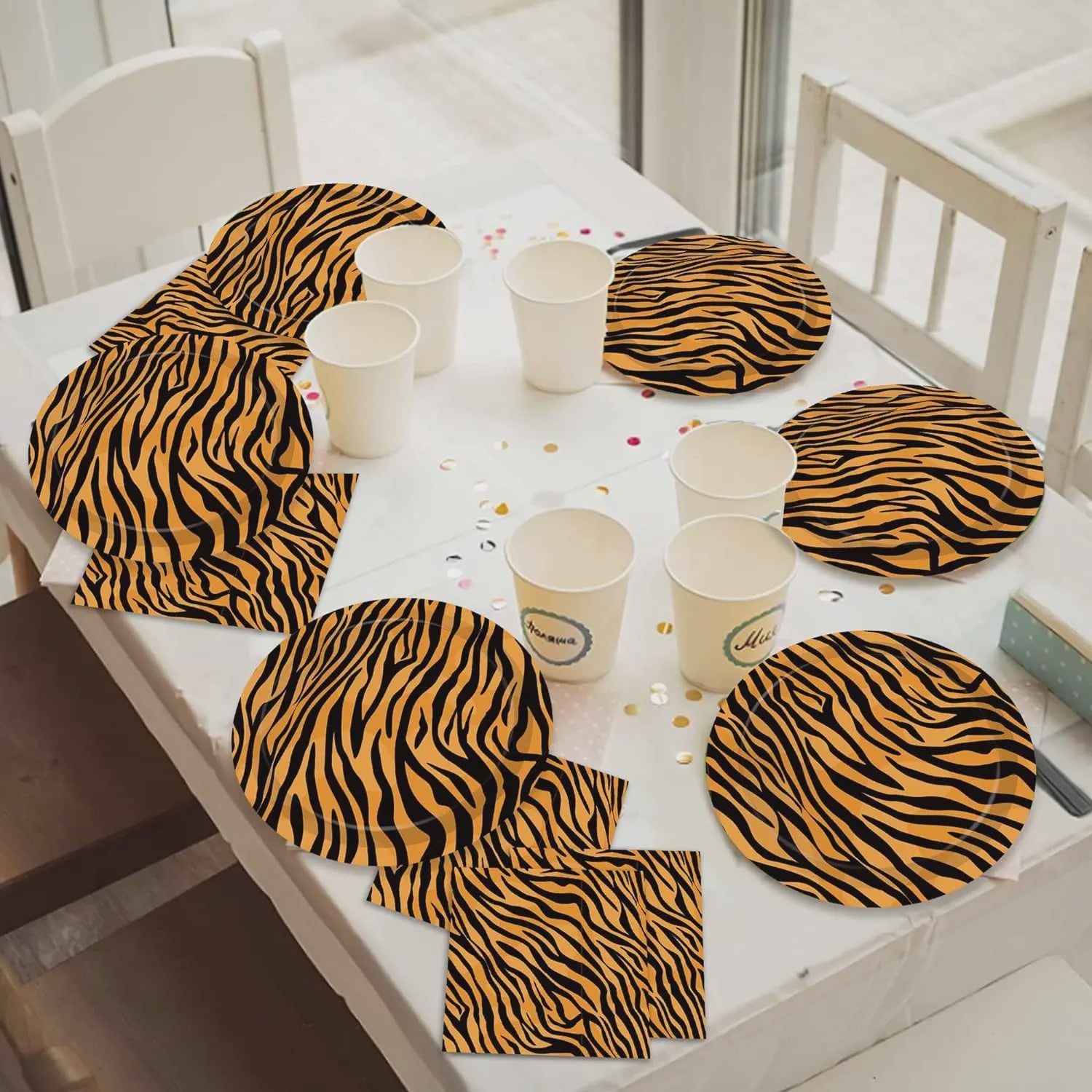 Jungle Safari Feestdecoratie Set - Dierenprint & Monstera Bladeren