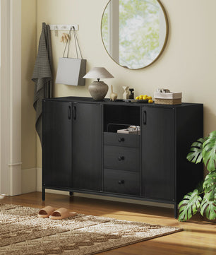 Homcom Sideboard Woonkamer met Deuren, Lade en Open Vakken - Stijlvolle Opbergkast