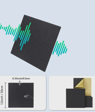 12x Akoestische Panelen Zelfklevend - Geluidsisolerend & Geluidsabsorberend - 30x30x0.9cm - Zwart