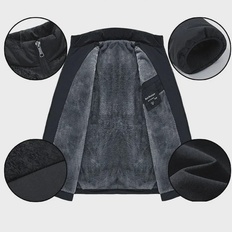 Warme Heren Puffer Jas met Pluche Voering en Opstaande Kraag - Winter Parka