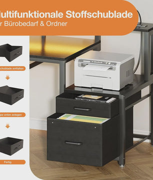 Coleshome Gaming Bureau met Ingebouwde Stopcontacten, Monitorstandaard en 2 Stoffen Lades (140x48cm, Zwart)