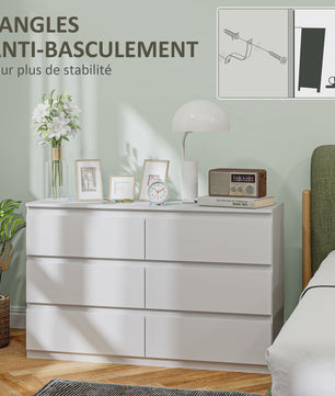 Moderne Commode met 6 Lades - Stijlvolle Slaapkamer Opbergkast (120x39x75 cm)