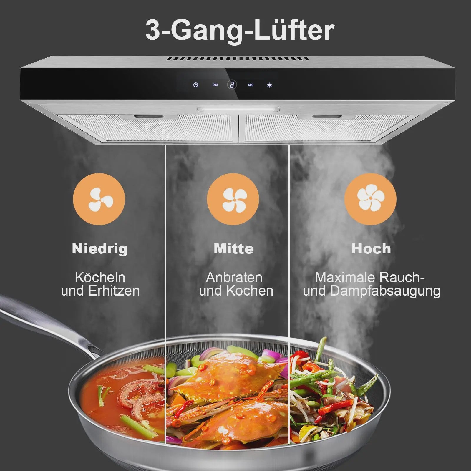 TopStrong 60cm Onderbouw Afzuigkap met LED Verlichting - Recirculatie