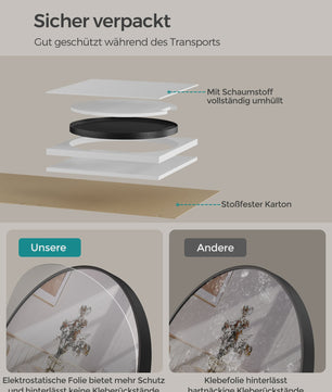 Ronde Wandspiegel Zwart Metaal Ø 40.7 cm - Stijlvol voor Badkamer en Woonkamer
