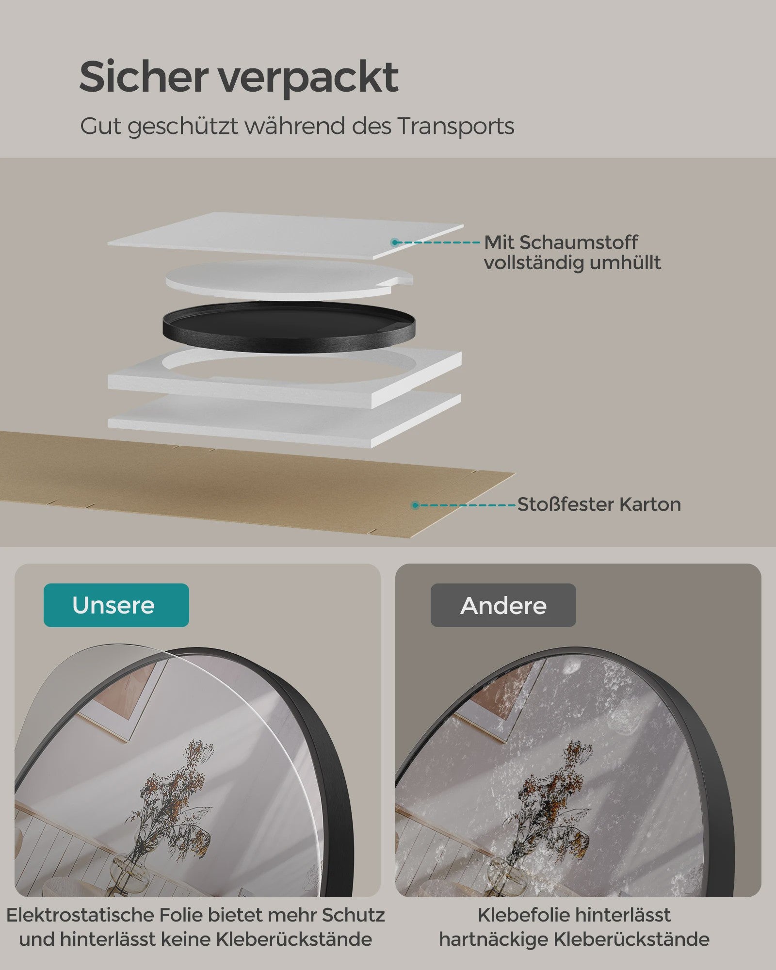 Ronde Wandspiegel Zwart Metaal Ø 40.7 cm - Stijlvol voor Badkamer en Woonkamer