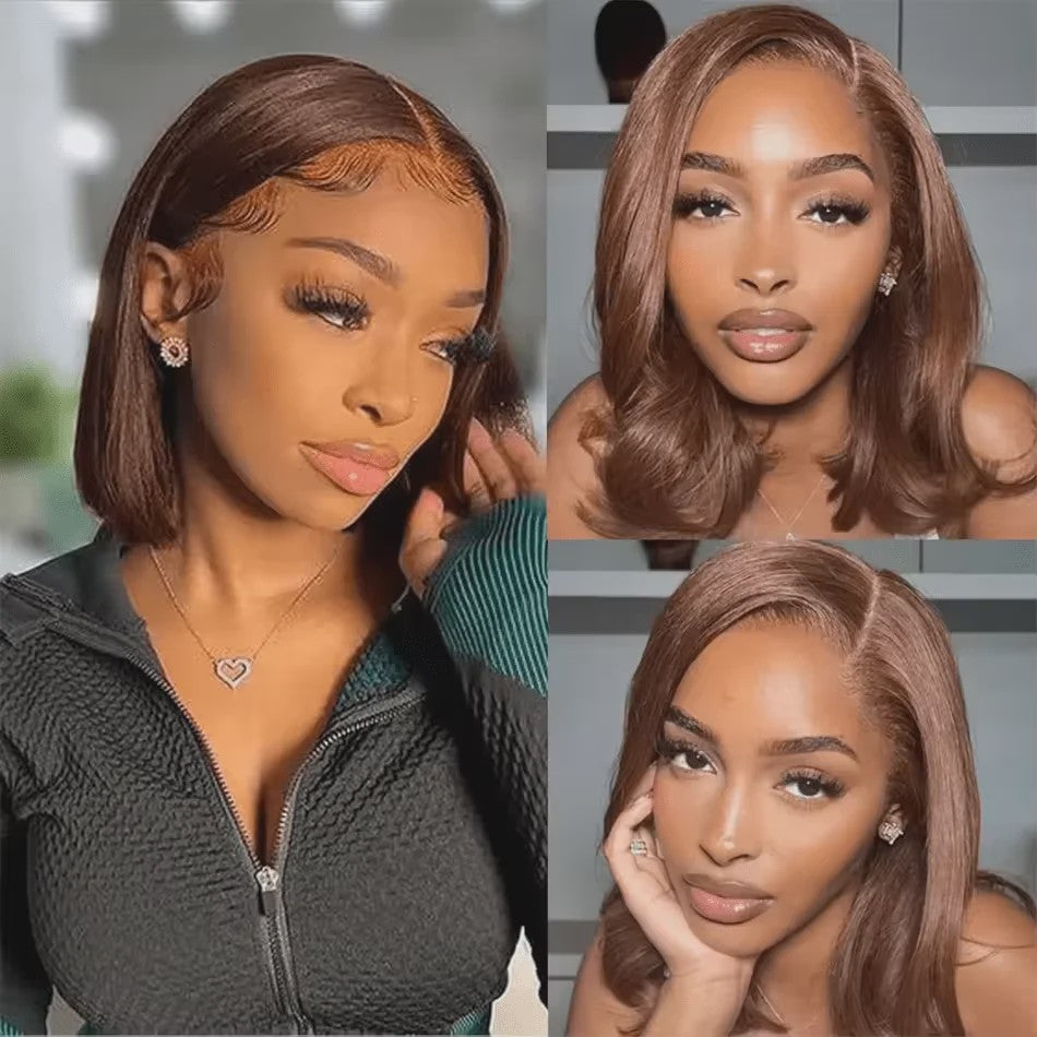 Dames Bob Pruik van Menselijk Haar - 13x4 HD Lace Front, Pre-Plucked, Glueless, met Baby Hair