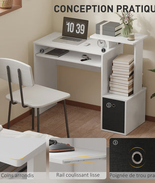 HOMCOM Compact Computerbureau met Uitschuifbaar Toetsenbordvak en Opbergruimte