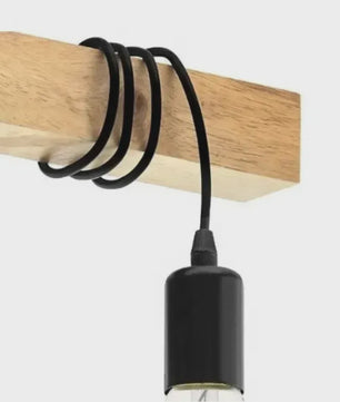 Retro Houten Plafondlamp met 3xE27 Fitting - Vintage Boho Stijl