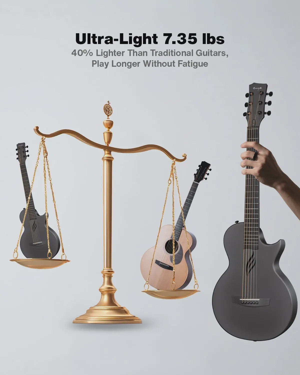 Enya Nova Go 1/2 Maat Carbon Fiber Reisgitaar - Lichtgewicht & Vochtbestendig