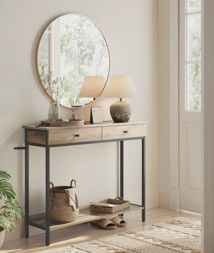 VASAGLE Console Tafel met 2 Lades en Open Plank - Stijlvolle Halmeubel