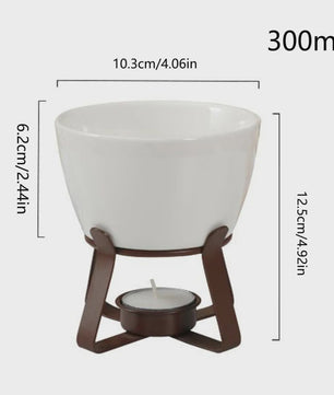 Fondue set met keramische pot (300ml) voor chocolade, kaas en snacks