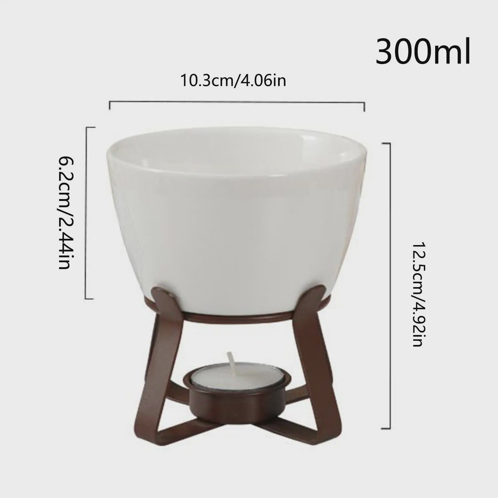 Fondue set met keramische pot (300ml) voor chocolade, kaas en snacks