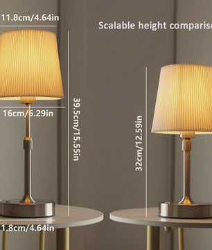 Draadloze Tafellamp met Stoffen Kap - Oplaadbaar & Dimbaar met Touch Switch - Warm Licht
