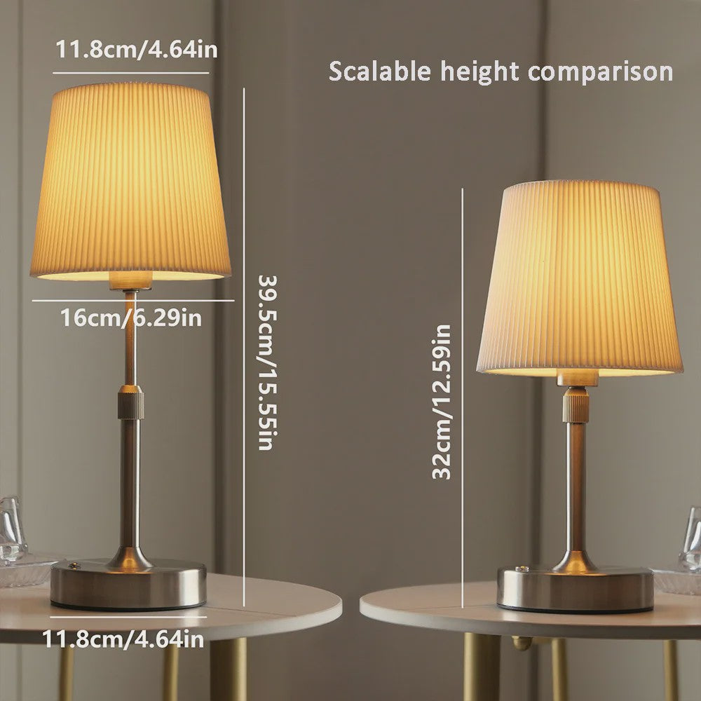 Draadloze Tafellamp met Stoffen Kap - Oplaadbaar & Dimbaar met Touch Switch - Warm Licht