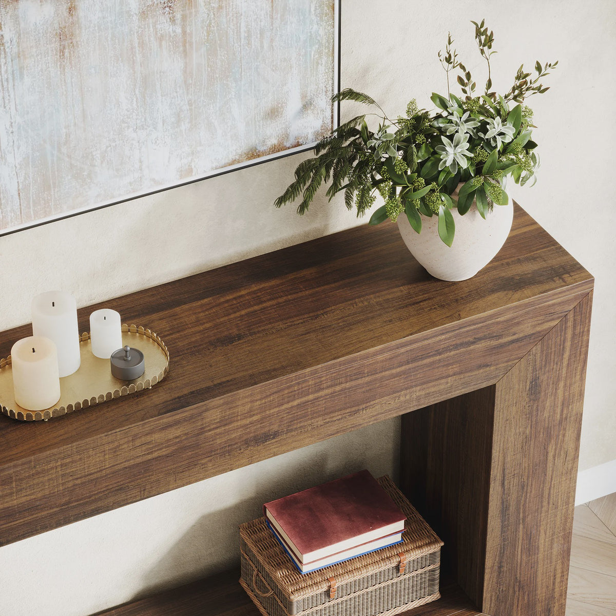 Tribesigns Farmhouse Console Tafel 119 cm - Industriële Halmeubel met Houten Look