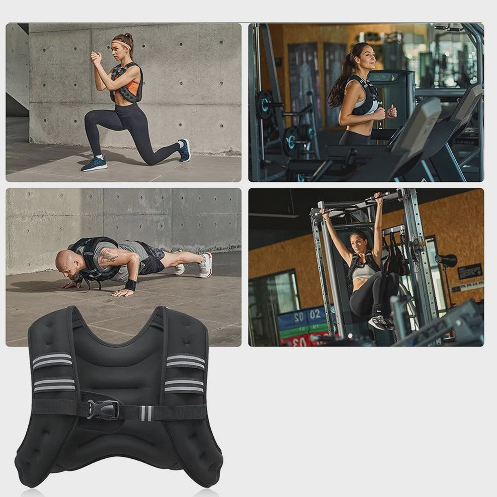 Verstelbaar Fitness Vest met Gewicht (5.4 kg) en Reflecterende Strepen - Ideaal voor Training, Yoga & Joggen