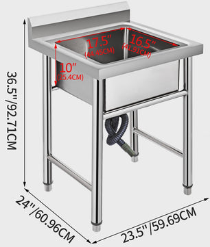 RVS Keuken Sink met 1 Compartiment - Handgemaakt & Duurzaam voor Horeca