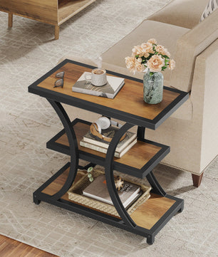 Industriële Salontafel met Opbergruimte - 3 Laags Bijzettafel - Metaal & Rustiek Bruin
