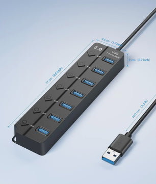 USB 3.0 Hub met 7 Poorten en 100cm Kabel - Breid uw Connectiviteit Uit