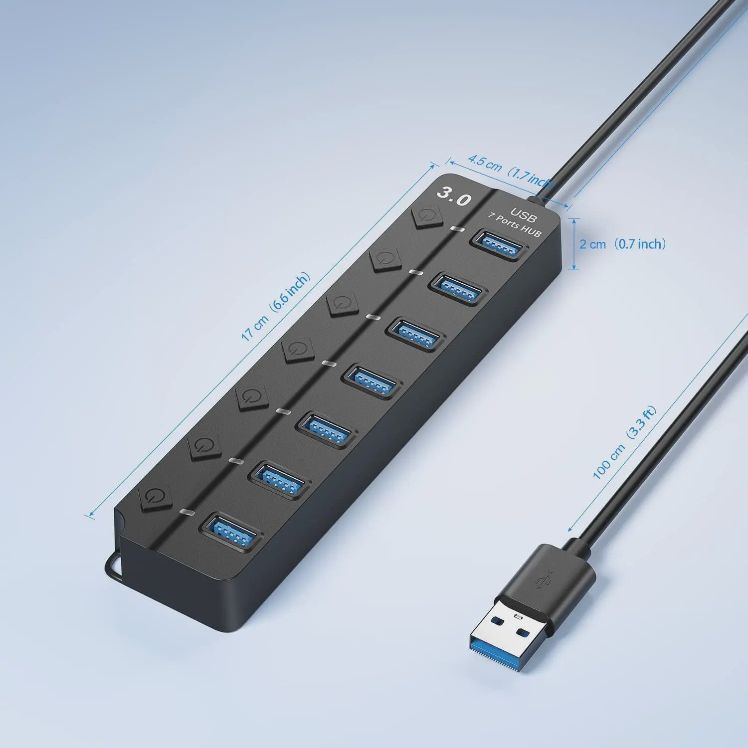 USB 3.0 Hub met 7 Poorten en 100cm Kabel - Breid uw Connectiviteit Uit