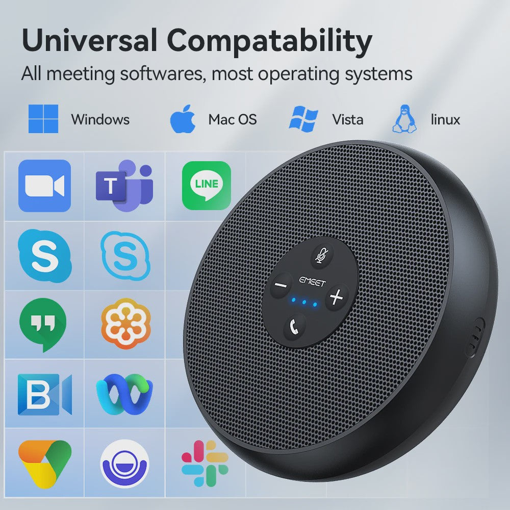 EMEET USB Conferentie Speakerphone met 360° Microfoon voor Online Vergaderingen