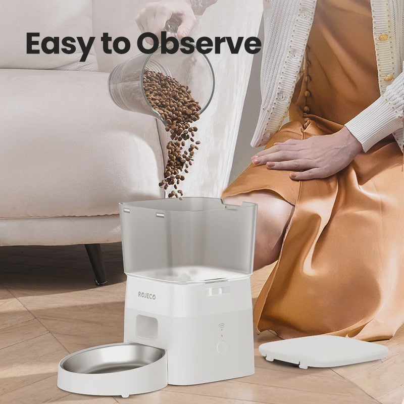 ROJECO Automatische Hond & Kat Voerbak met WIFI Bediening - 2L Capaciteit