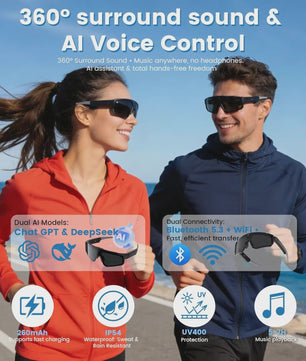 AI Smart Bril met Camera & Bluetooth Audio - 1080P Video, Vertaalfunctie