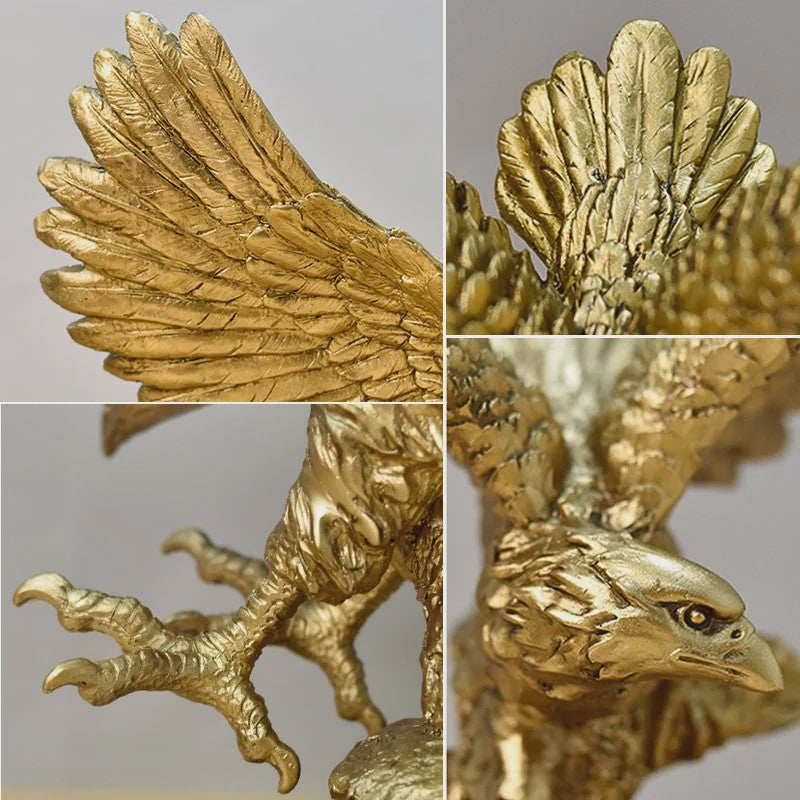 Gouden Adelaar Beeld - Luxe Hars Vogel Sculptuur voor Huis & Kantoor Decoratie