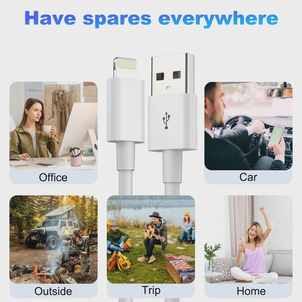 Snellaad USB naar Lightning Kabel voor iPhone | 1m & 2m | MFi Certificering
