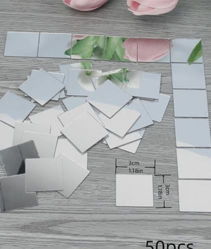 50x Mini Spiegeltegels Vierkant 3cm Glas Mozaïek voor Knutselen & Decoratie