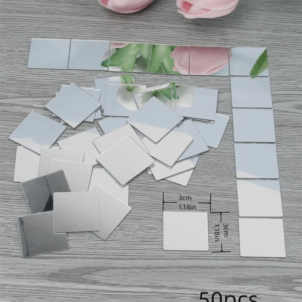 50x Mini Spiegeltegels Vierkant 3cm Glas Mozaïek voor Knutselen & Decoratie