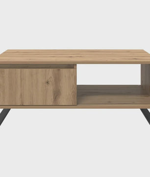 Handgemaakte Eiken Salontafel 90x60x35 cm - Modern Design met Opbergruimte