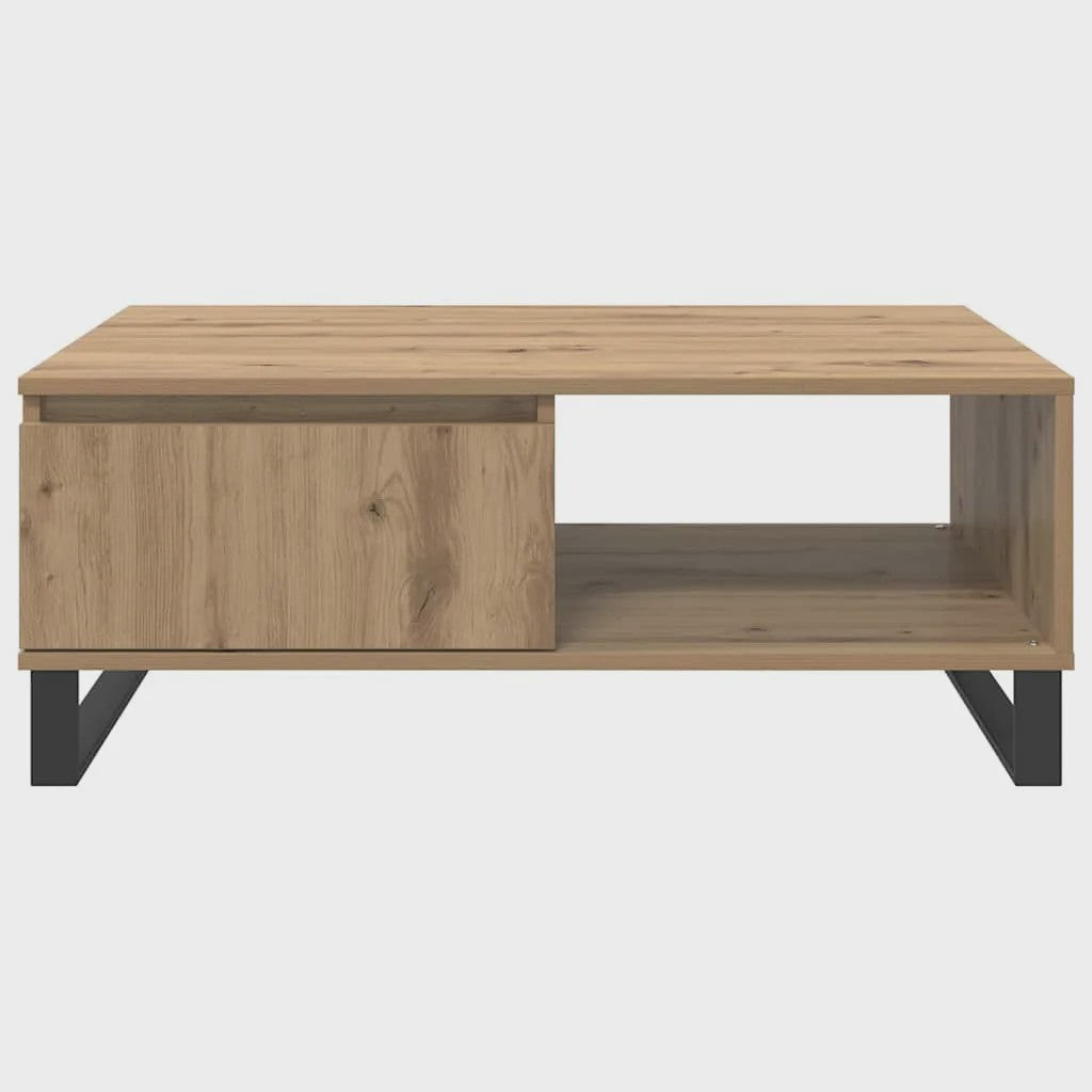 Handgemaakte Eiken Salontafel 90x60x35 cm - Modern Design met Opbergruimte