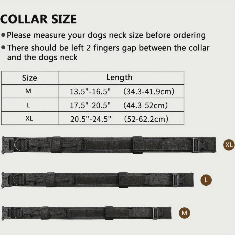 Tactisch Hondenhalsband - Verstelbaar Militair Nylon met Controle Handvat & Metalen Gesp