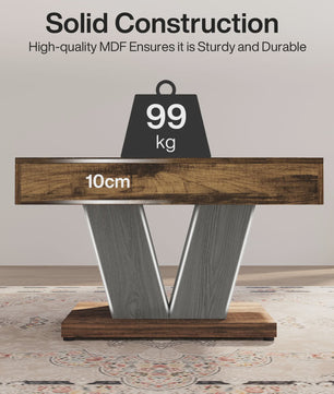 Moderne Vierkante Salontafel 80cm - Rustiek Bruin & Zwart Houten Middentafel