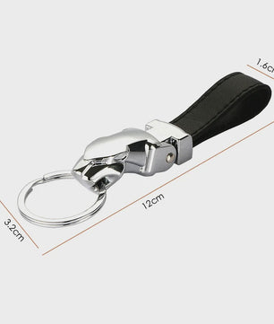 Luxe Leopard Hoofd Sleutelhanger - Echt Leer & Metaal - Jaguar Accessoire
