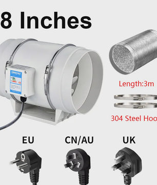 Inline Duct Ventilator 4, 5, 6, 8 Inch - 220V Afzuigventilator voor Keuken, Toilet & Ruimteventilatie