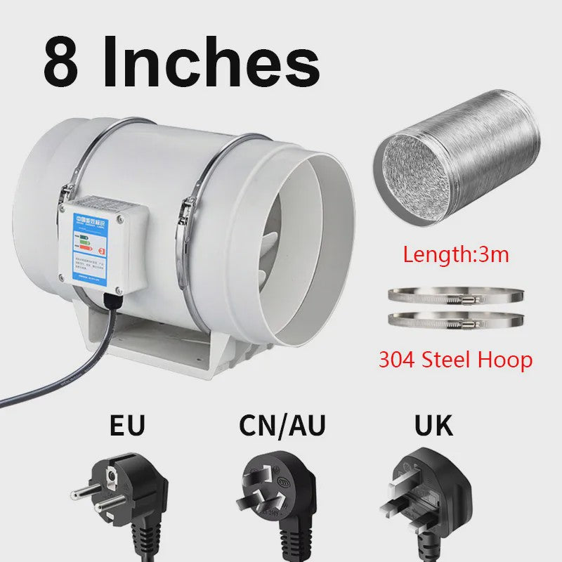 Inline Duct Ventilator 4, 5, 6, 8 Inch - 220V Afzuigventilator voor Keuken, Toilet & Ruimteventilatie