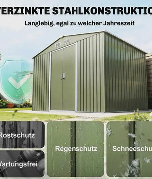 Metalen Tuinhuis met Schuifdeuren - 2.77x1.95m - Lichtgroen