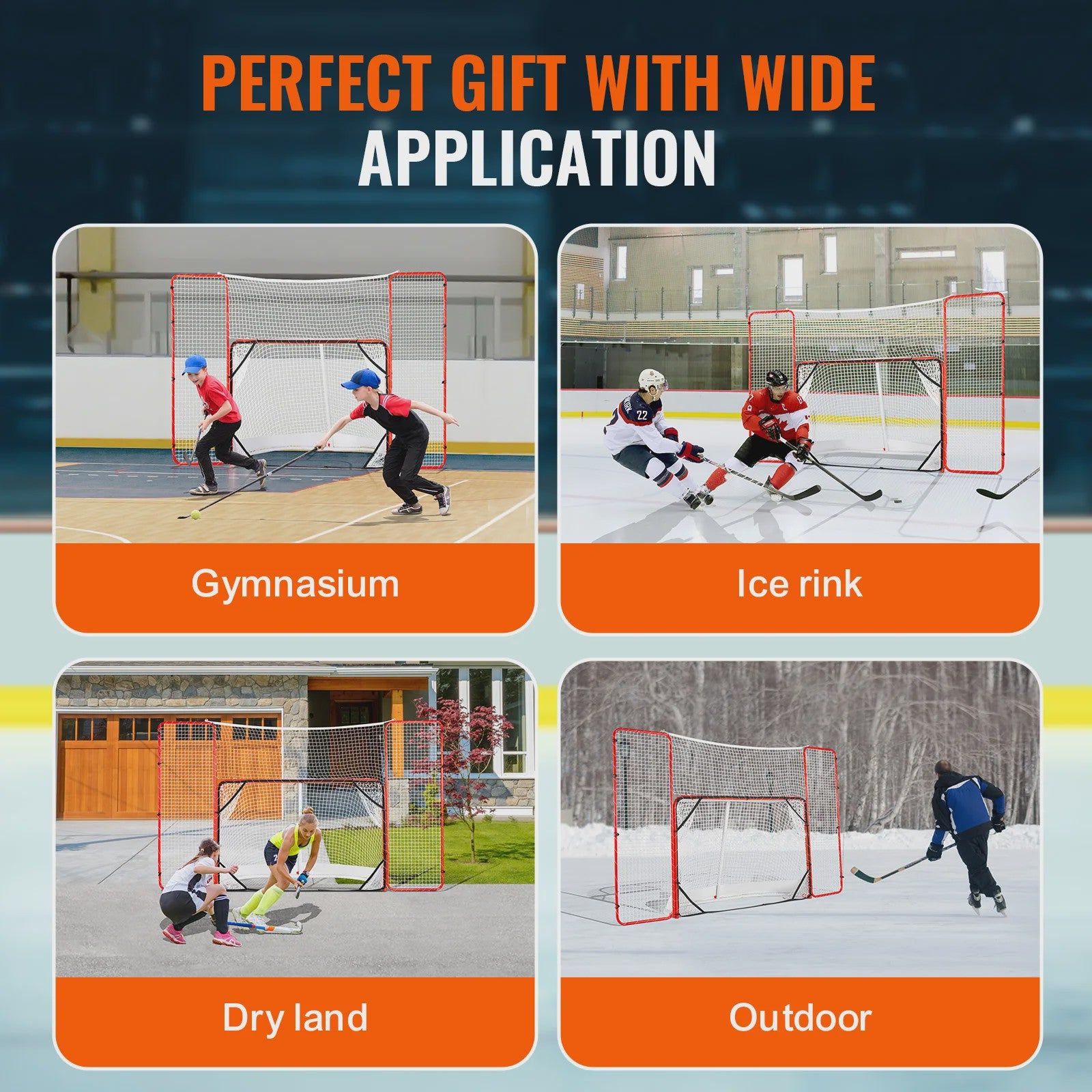 Professionele Hockey Goal 72" met Backstop Targets - Draagbaar Indoor/Outdoor Oefennet