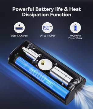 Lexin P4 Draagbare Smart Air Pump - 4000mAh Compressor voor Auto, Motor, Fiets met LED Digitaal Display
