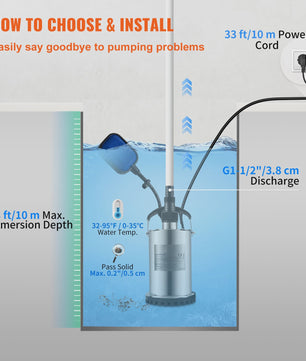 Dompelpomp 550W - 2200W: Krachtige Waterpomp voor Zwembaden, Kelders & Meer