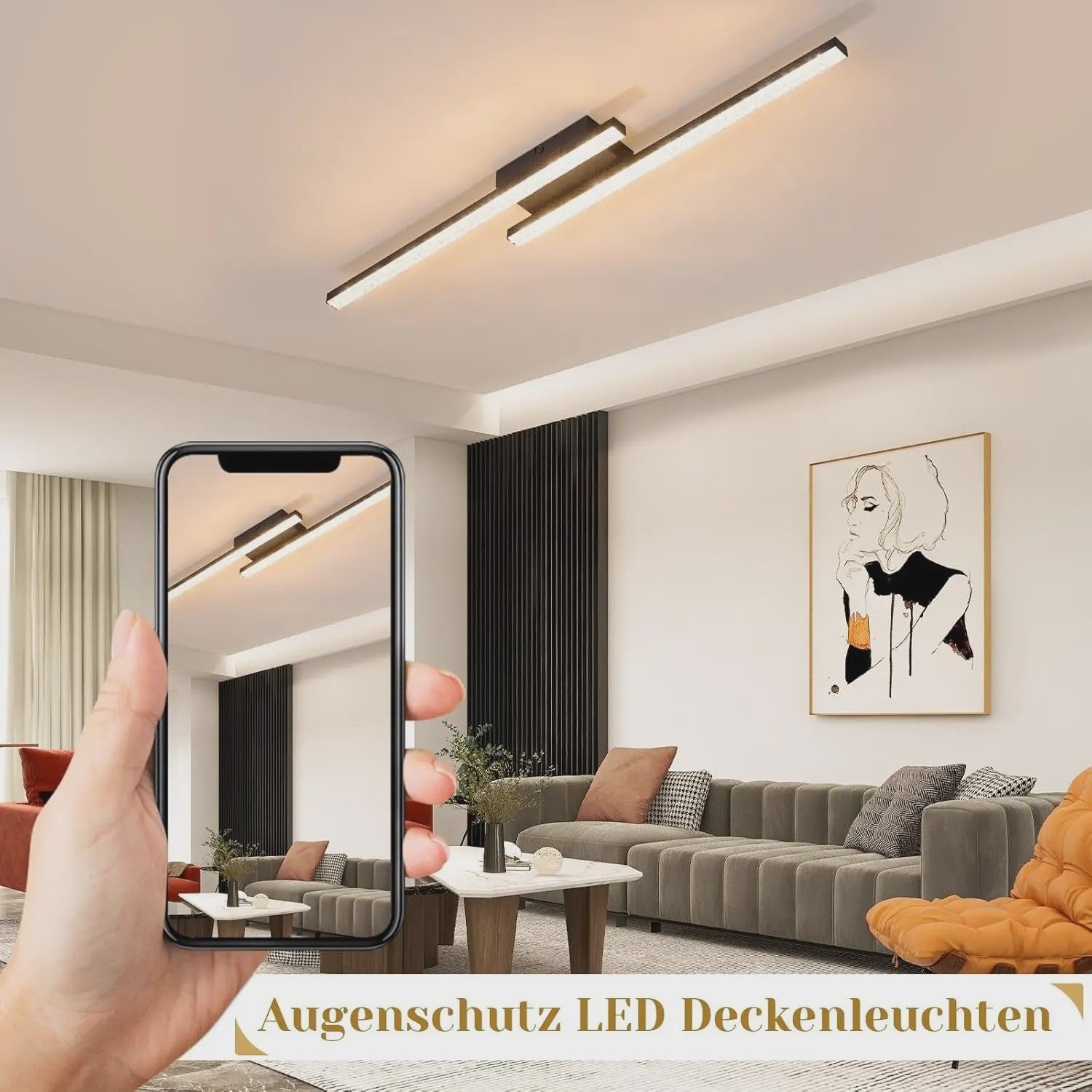 Moderne LED Plafondlamp Zwart Kristal 61.5cm - Warm Wit 3000K