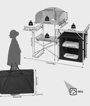 Opvouwbare Aluminium Campingkeuken met Opbergkast en Windscherm - Ideaal voor Buiten